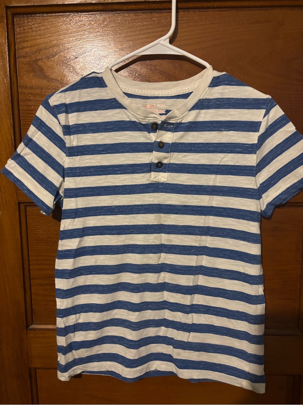 Cat & Jack Blue and White Striped Henley Tee
